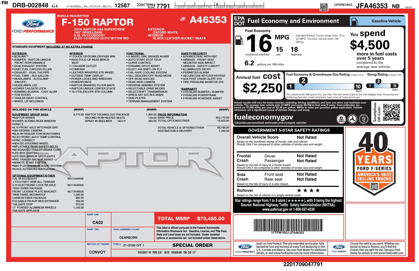 2018 Ford F-150 Raptor's photo