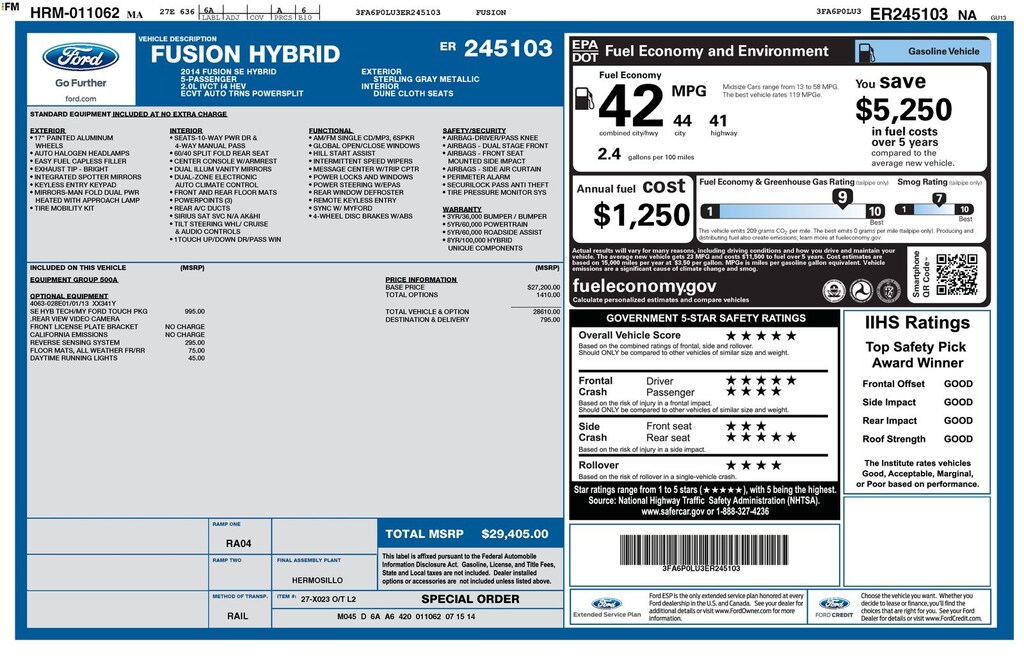Used 2014 Ford Fusion Hybrid SE Sedan
