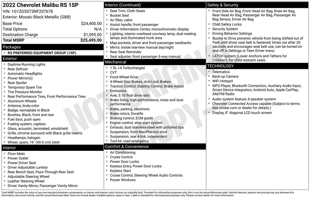 Used 2022 Chevrolet Malibu RS Sedan
