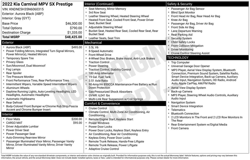 Used 2022 Kia Carnival SX Prestige Minivan/Van
