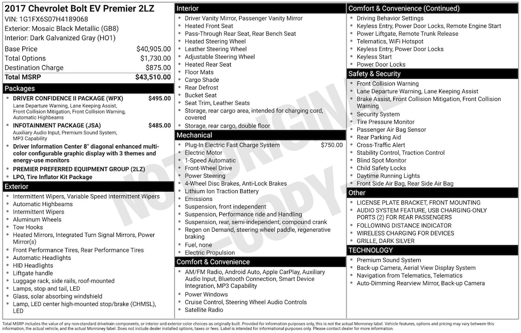 Used 2017 Chevrolet Bolt EV Premier Wagon