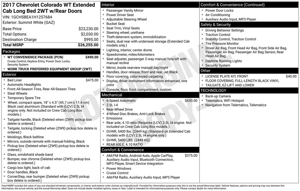 Used 2017 Chevrolet Colorado Work Truck Truck