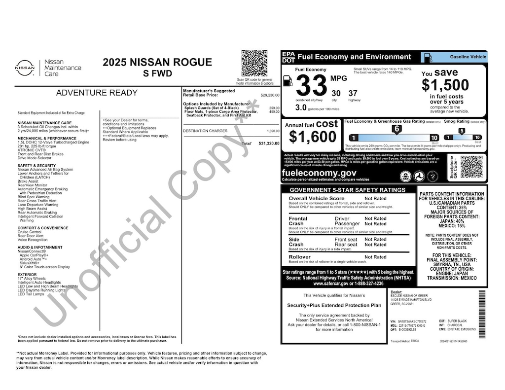 Used 2025 Nissan Rogue S SUV