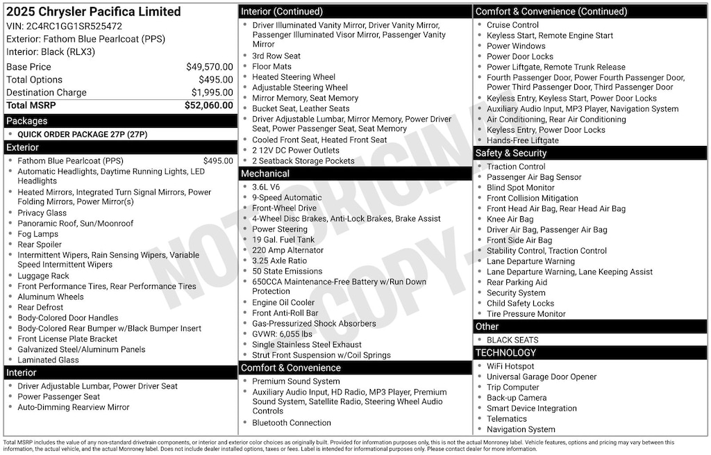 Used 2025 Chrysler Pacifica Limited Minivan/Van