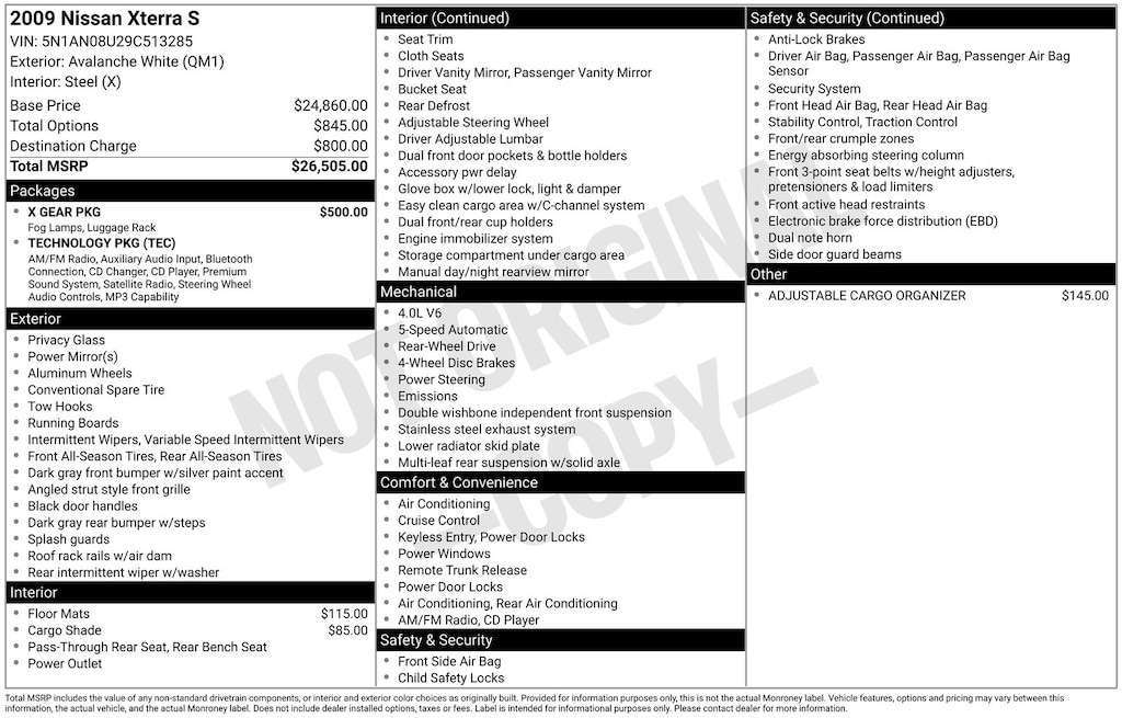 Used 2009 Nissan Xterra S SUV