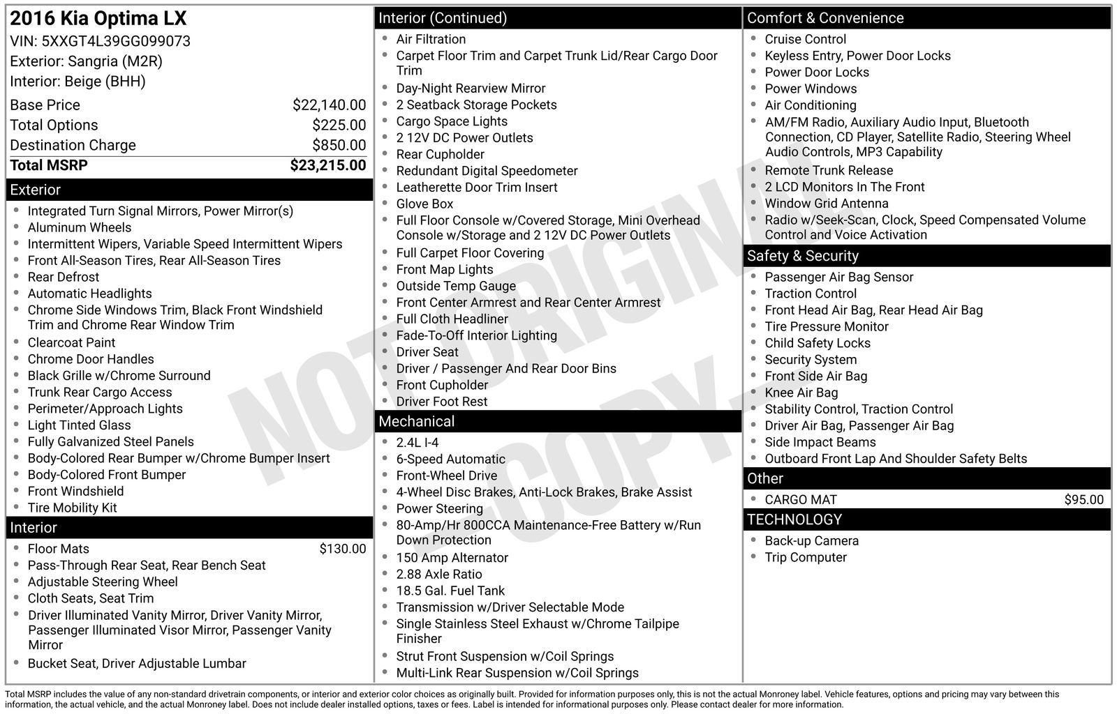 2016 Kia Optima LX's photo