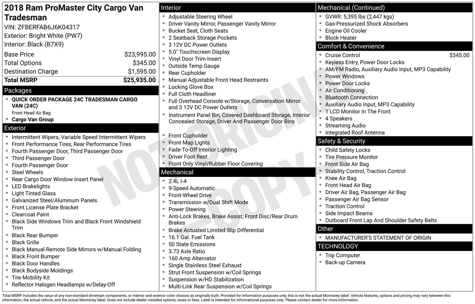 2018 RAM Promaster City Tradesman