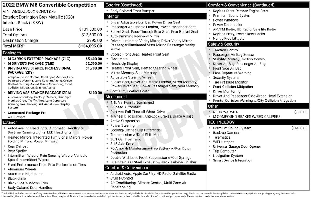 Used 2022 BMW M8 Competition Convertible