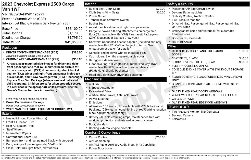 Used 2023 Chevrolet Express 2500 Work Van Cargo Van