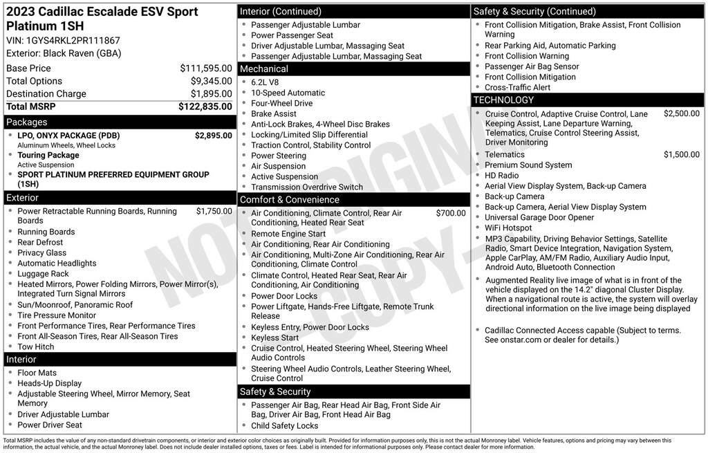 Used 2023 Cadillac Escalade ESV Sport Platinum SUV