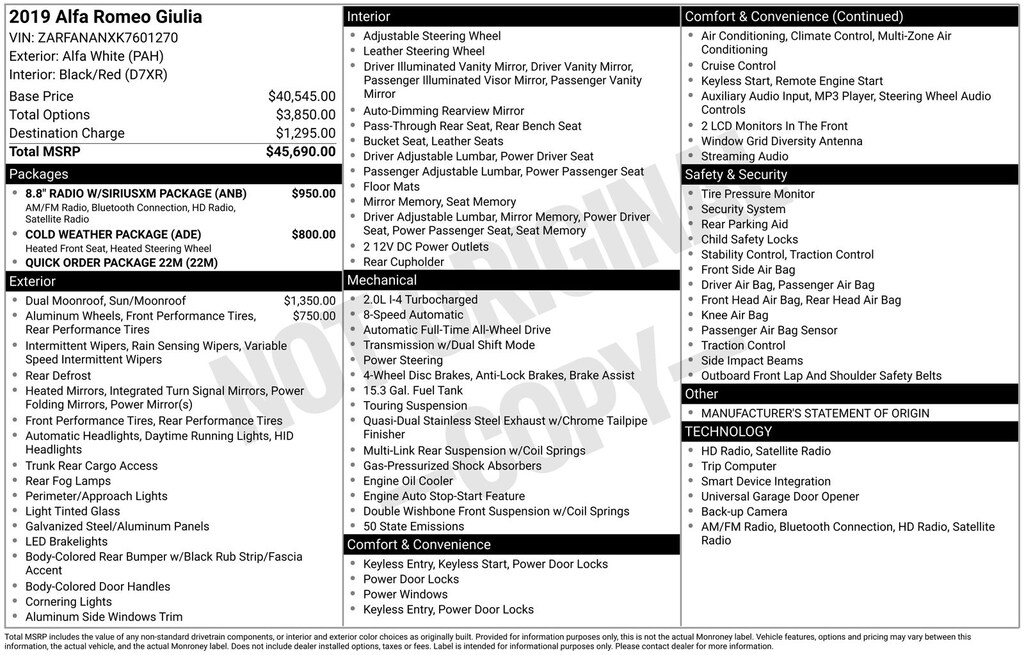 Used 2019 Alfa Romeo Giulia Base Sedan