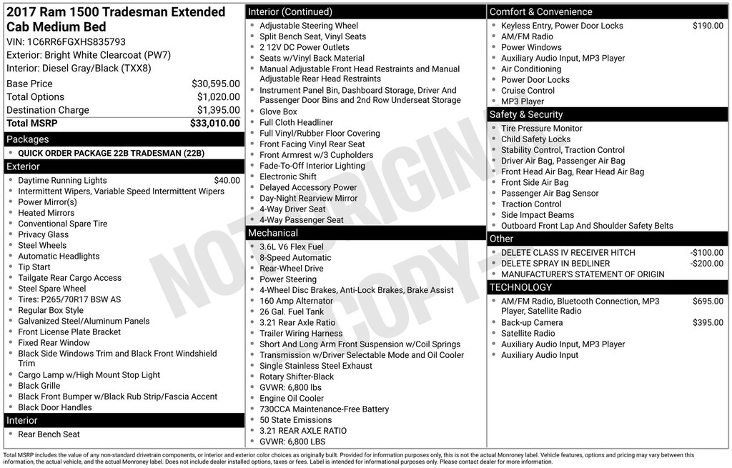 Used 2017 Ram 1500 Tradesman Truck