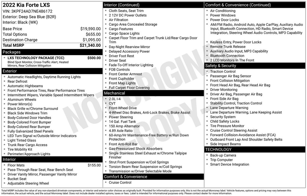 Used 2022 Kia Forte LXS Sedan