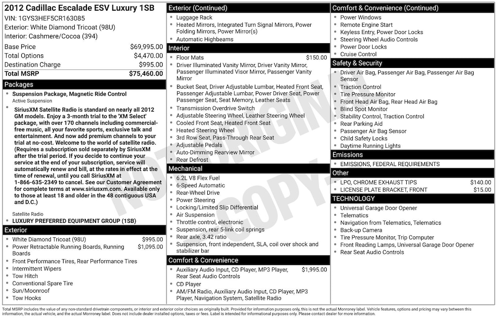 Used 2012 Cadillac Escalade ESV Luxury SUV