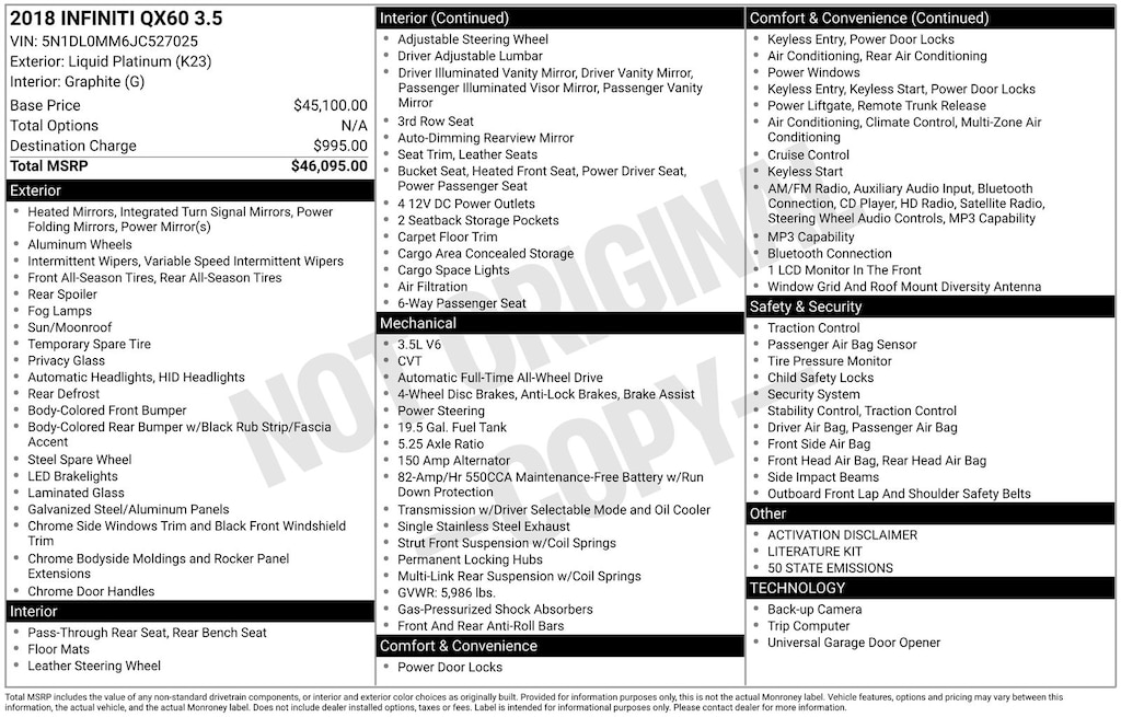 Used 2018 INFINITI QX60 Base SUV