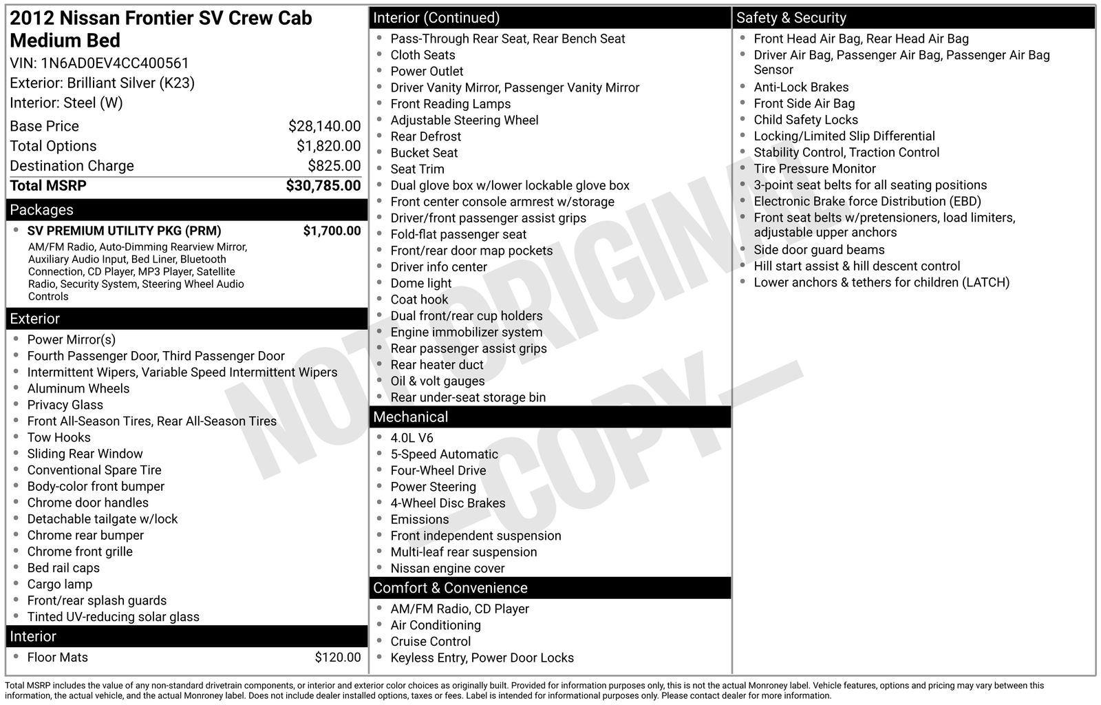 2012 Nissan Frontier SV