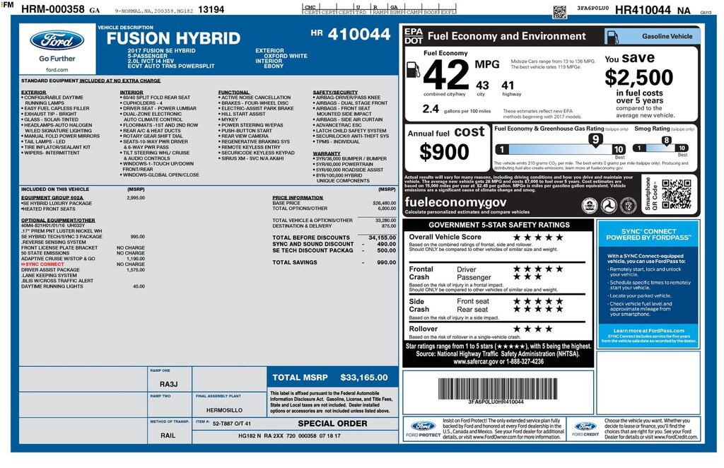 Used 2017 Ford Fusion Hybrid SE Sedan