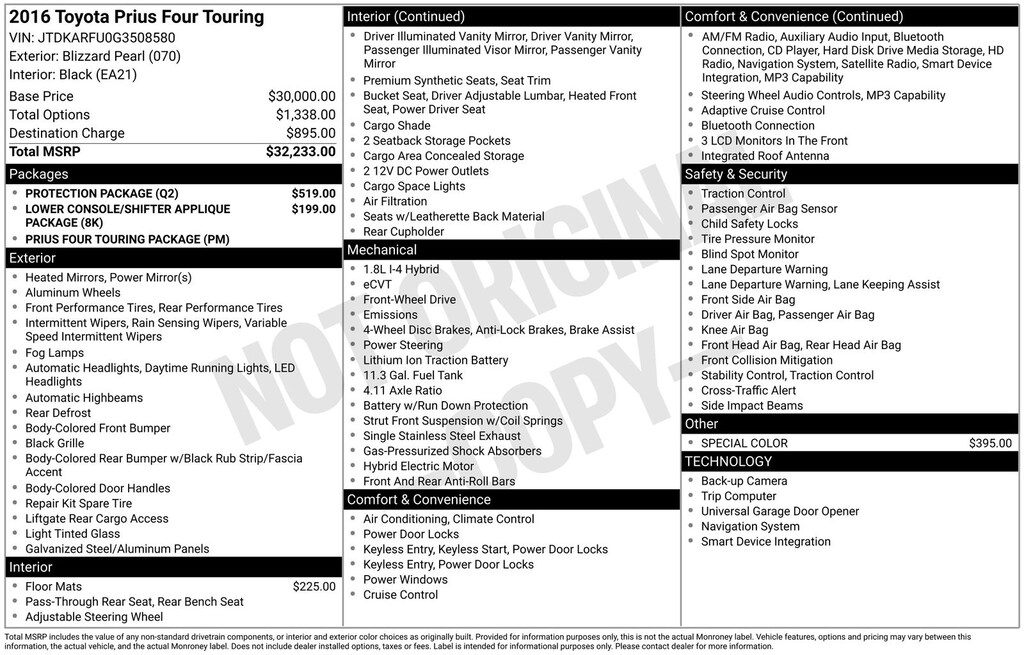 Used 2016 Toyota Prius Four Touring Hatchback