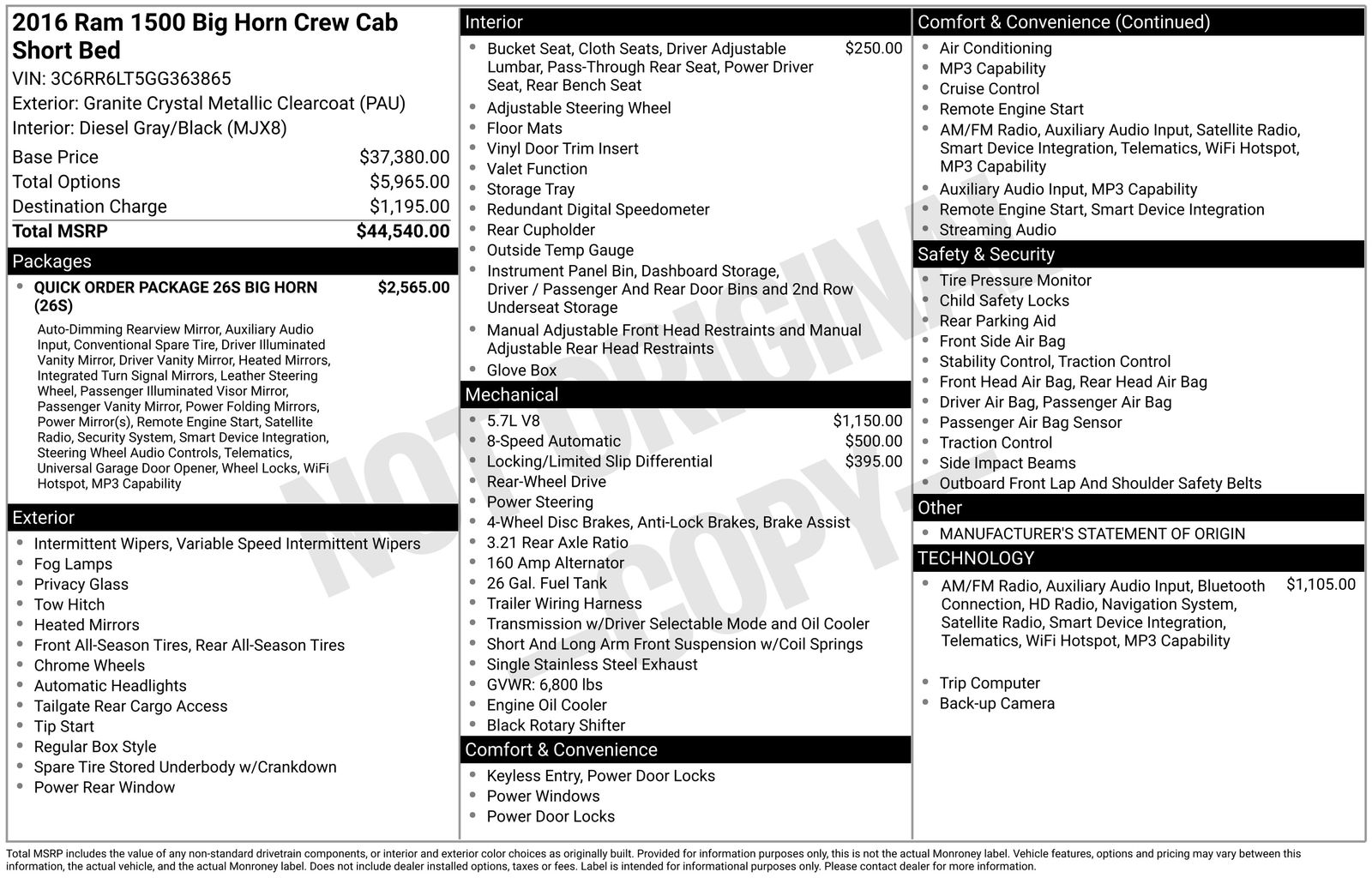 2016 RAM 1500 Big Horn Crew Cab 5'7's photo