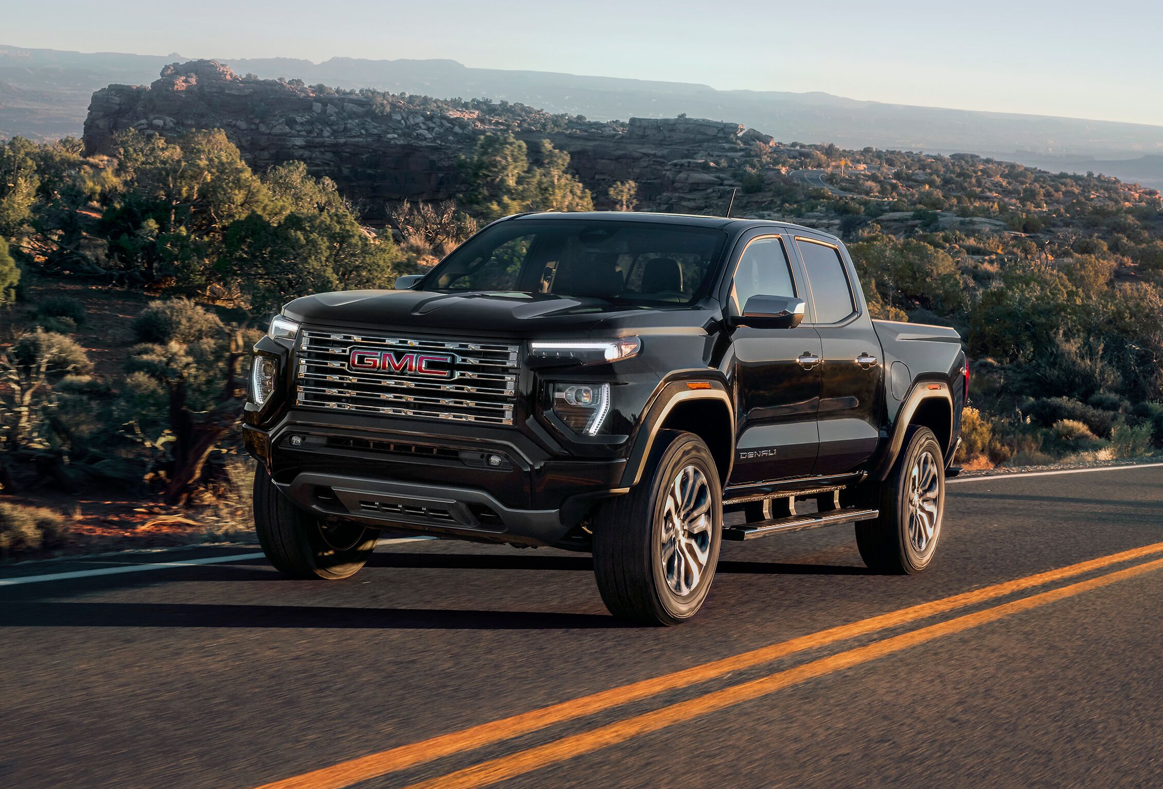 GMC Canyon truck on the road