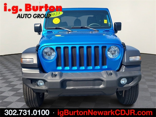 Certified 2023 Jeep Wrangler 2-Door Sport S with VIN 1C4HJXAG4PW677399 for sale in Newark, DE