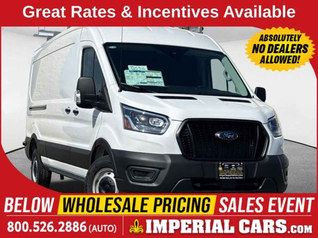 New 2025 Ford Transit-250 Cargo w/Glass Rack Van Medium Roof Van