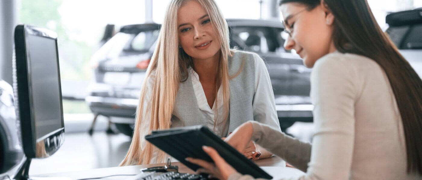 Women reviewing a contract