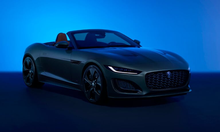 2024 Jaguar F-TYPE convertible parked in a blue room