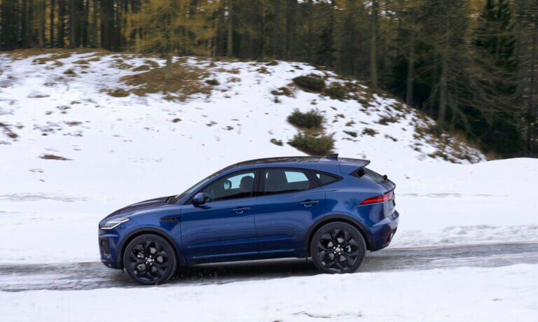 2022 Jaguar E-PACE driving in the snow