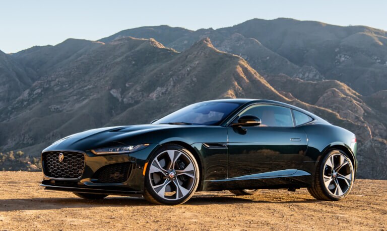 2022 Jaguar F-TYPE parked by a desert mountain