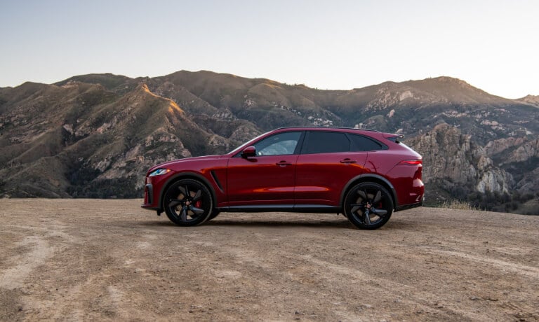 2022 Jaguar F-PACE parked in the desert mountains