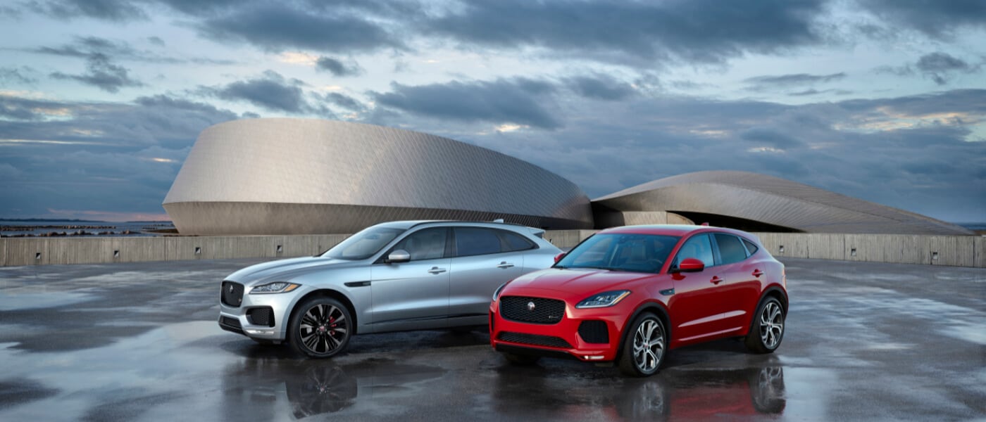 2019 Jaguar F-PACE and 2019 Jaguar E-PACE outside