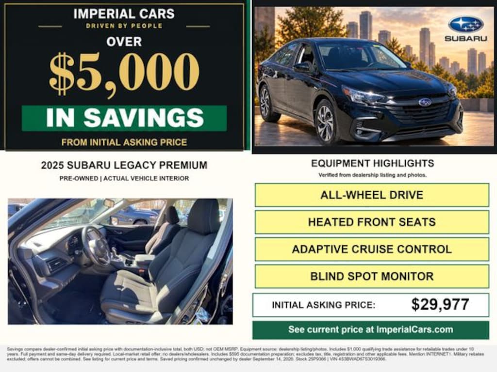 Certified 2025 Subaru Legacy Premium Sedan