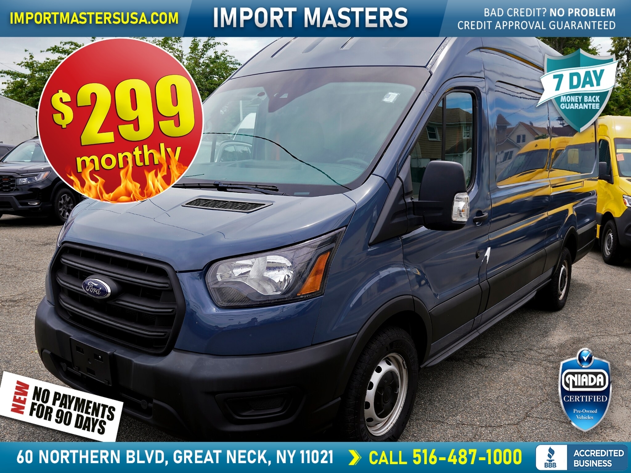 Blue 2020 Ford Transit Cargo Van Rear-Wheel Drive Automatic