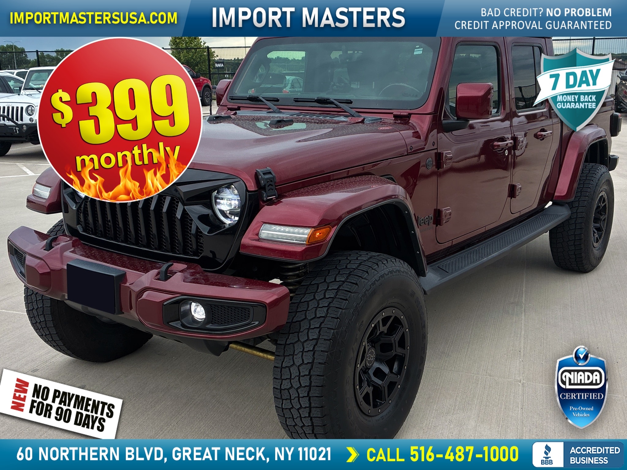 Red 2021 Jeep Gladiator Pickup Truck Four-Wheel Drive 6-Speed Manual
