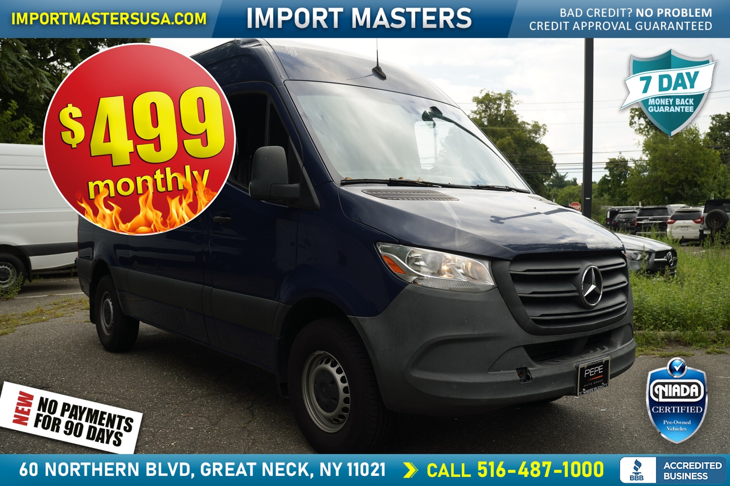 Blue 2021 Mercedes-Benz Sprinter Cargo Van 4X2 9-Speed Automatic
