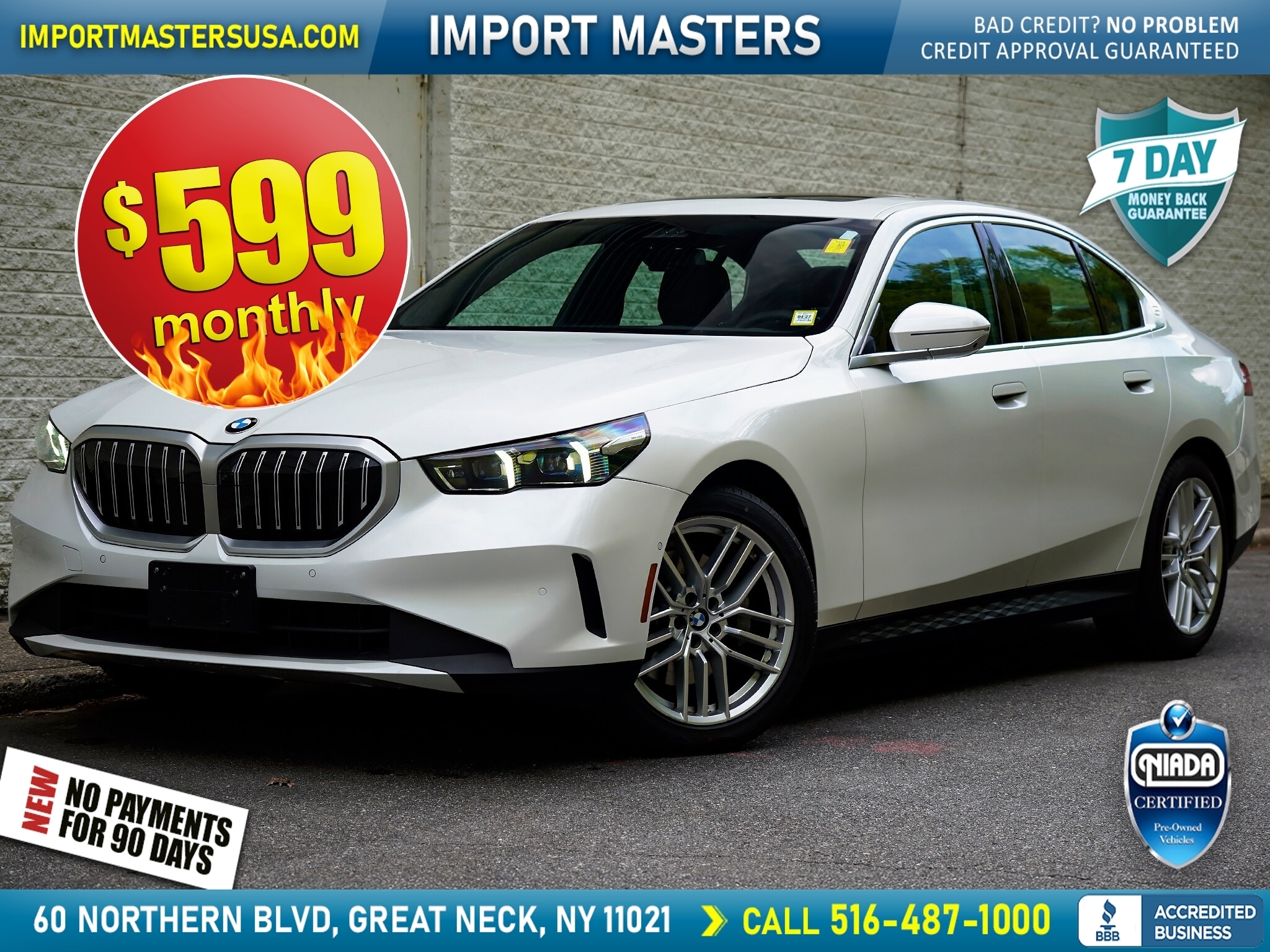 White 2025 BMW 5 Series Sedan All-Wheel Drive 8-Speed Automatic