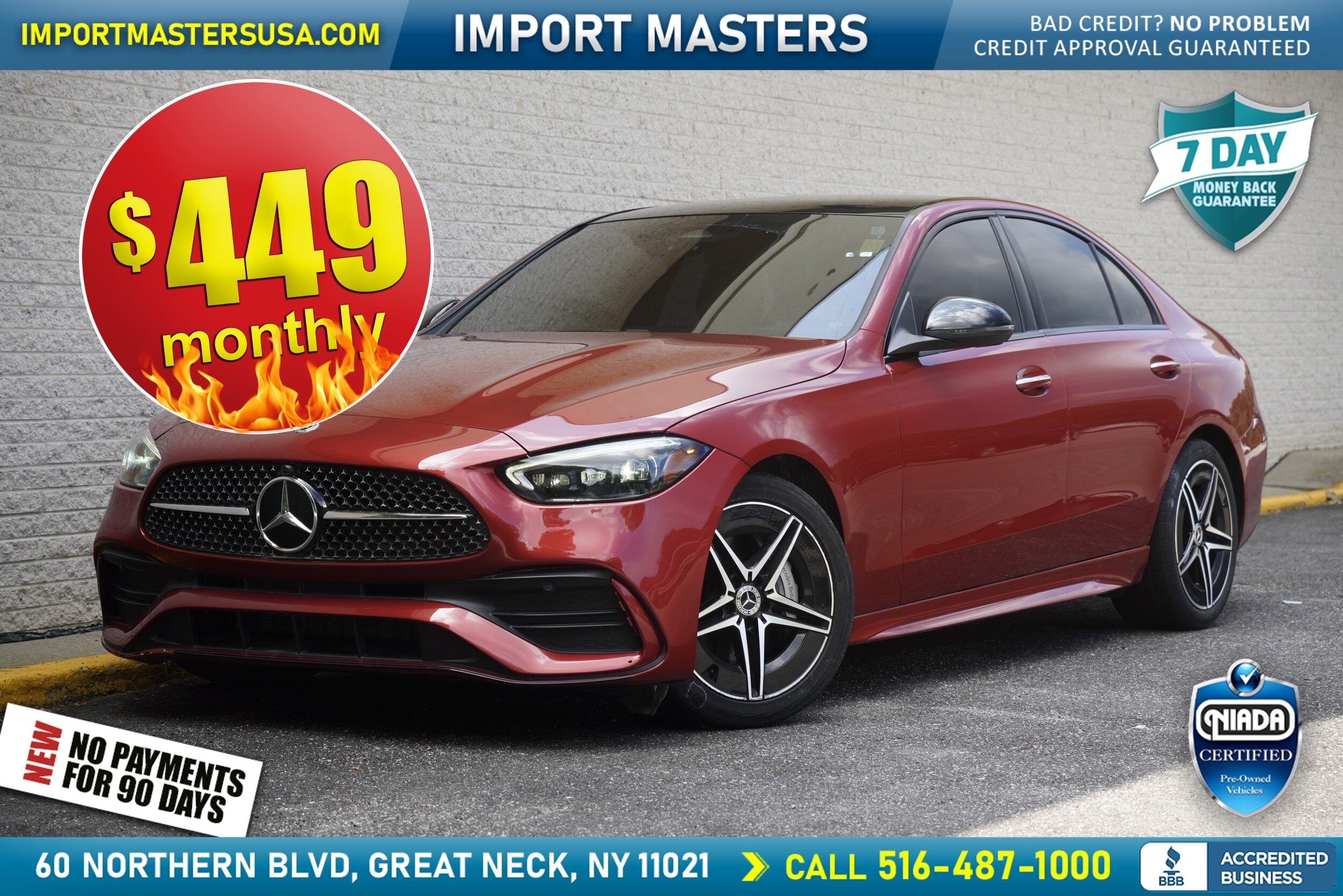 Red 2023 Mercedes-Benz C-Class Sedan All-Wheel Drive 9-Speed Automatic