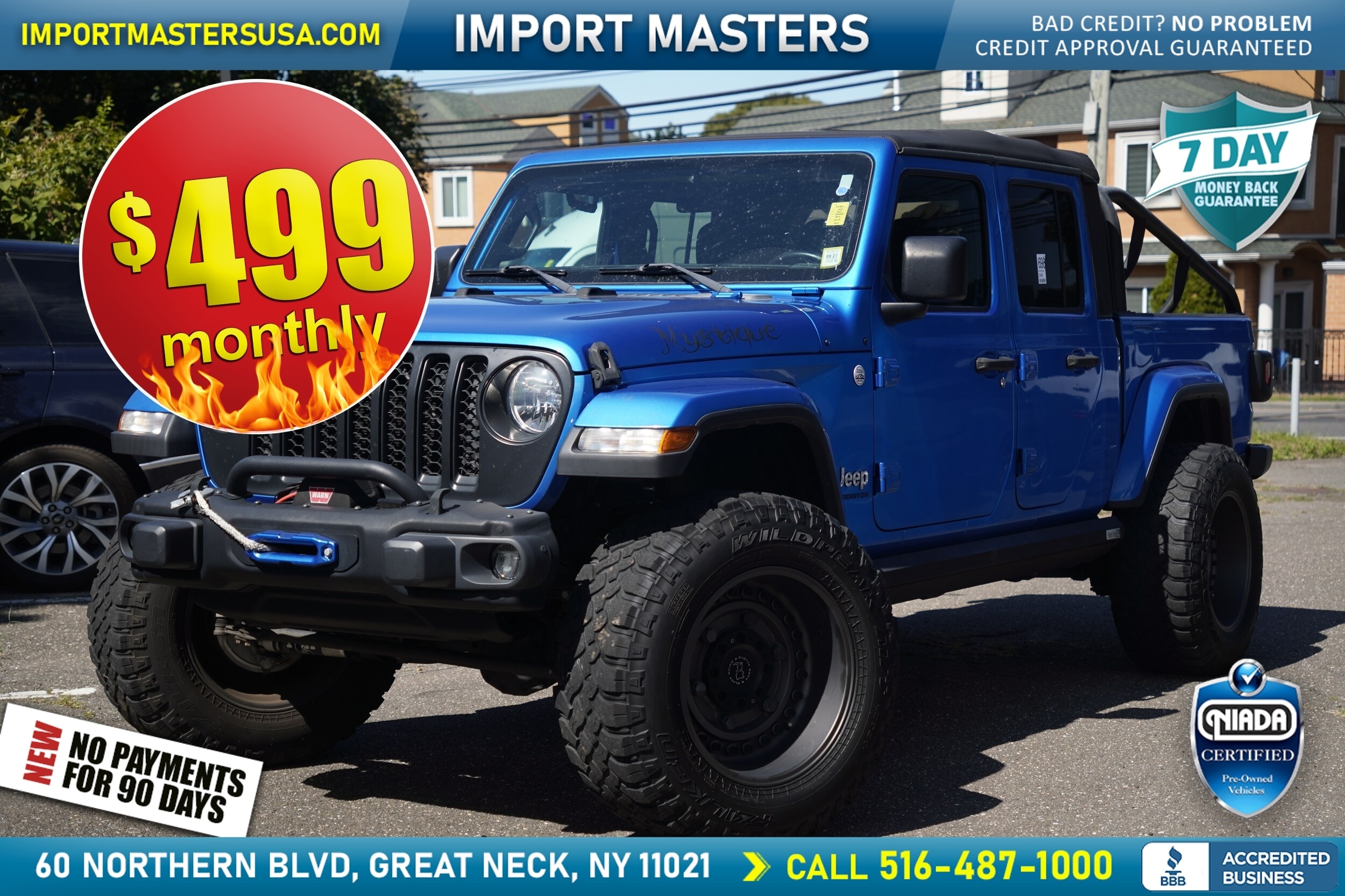 Blue 2021 Jeep Gladiator Pickup Truck Four-Wheel Drive 8-Speed Automatic