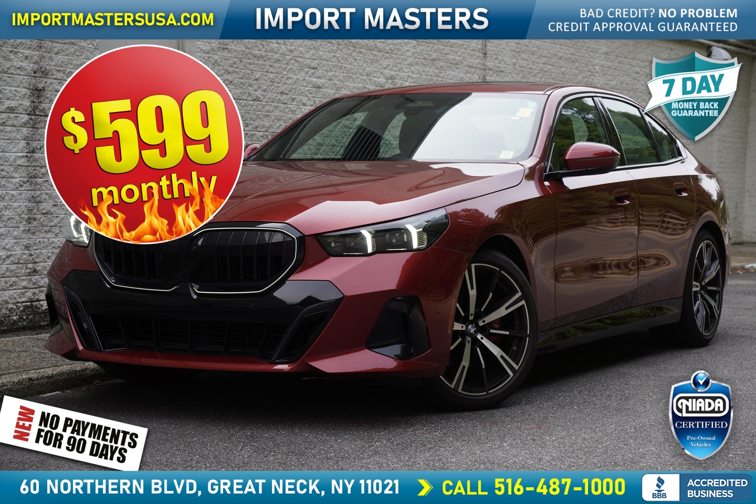 Red 2024 BMW 5 Series Sedan All-Wheel Drive 8-Speed Automatic