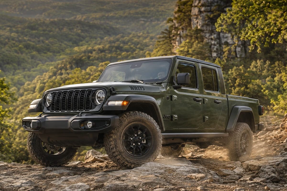 2026 Jeep Gladiator Willys driving on a rocky trail