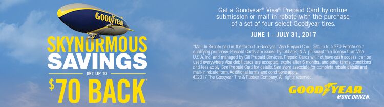 June Goodyear Tire $70 Rebate