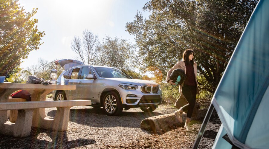 New BMW X3 at a campsite