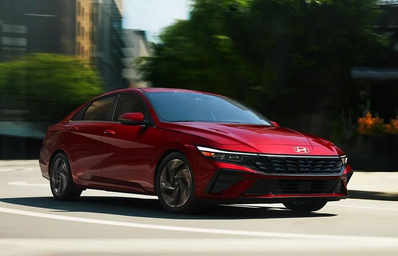red hyundai elantra sedan