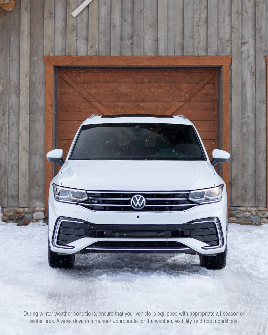 White VW SUV in Snow