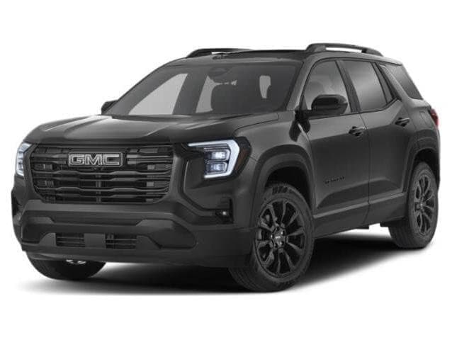 a black gmc terrain suv front 3/4 profile from GMC media assets
