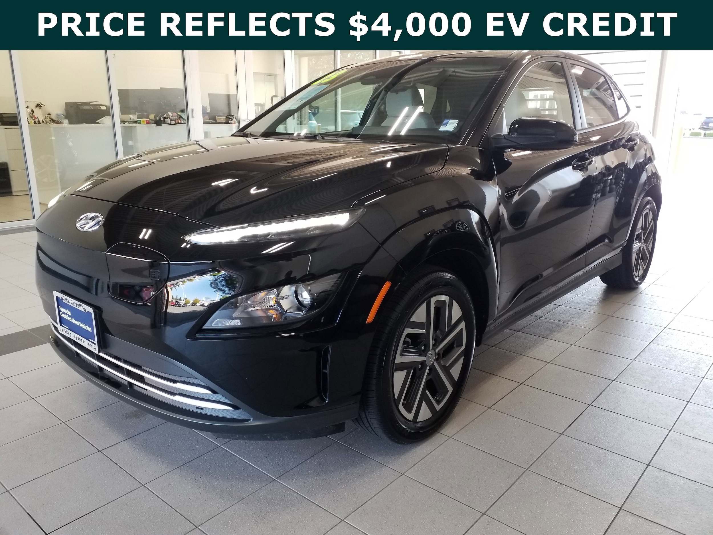 Certified 2023 Hyundai Kona EV SE with VIN KM8K23AG0PU174021 for sale in Burlington, WA