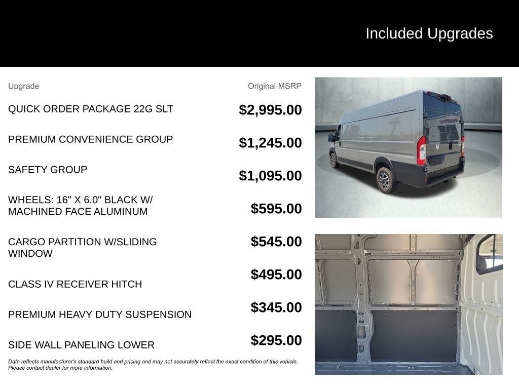 New 2025 Ram ProMaster PROMASTER 3500 SLT CARGO VAN HIGH ROOF 159' WB EXT Cargo Van