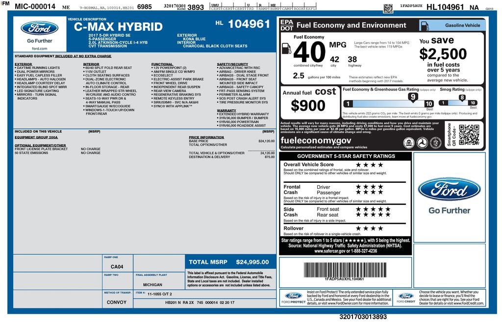 Used 2017 Ford C-Max Hybrid SE Hatchback
