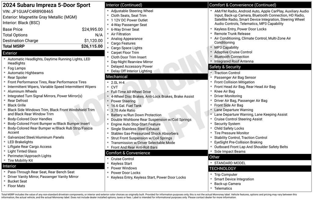 Used 2024 Subaru Impreza Sport Hatchback